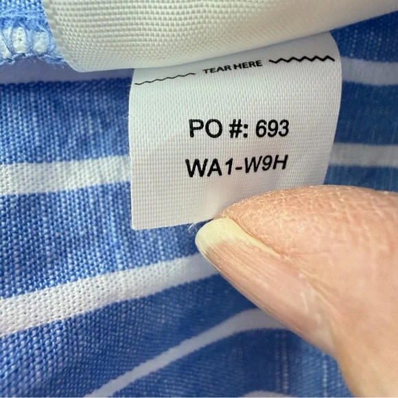 Pact Canopy Notch Neck Dress Bondi Stripe Linen Organic Cotton Blue Size XL - Picture 12 of 12